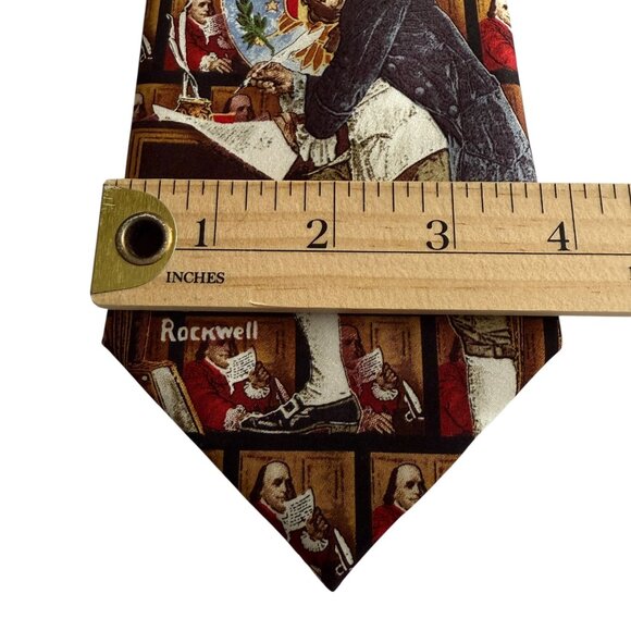 NWT Norman Rockwell Benjamin Franklin Silk Tie The Saturday Evening Post 56" - Picture 8 of 9